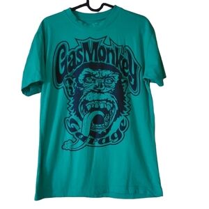 Gas Monkey Garage green black pull-over short-sleeved tee  shirt with big logo